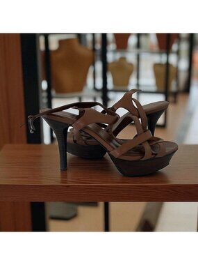 BCBGENERATION Brown Platform Sandals Heels Size 9.5